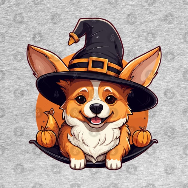 Corgi Witch Halloween Hat Pumpkin Costume by Berny34Graphics